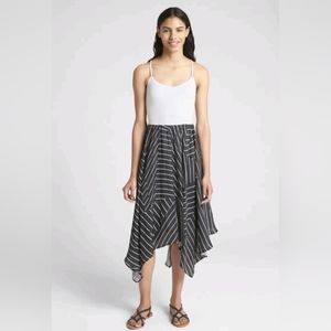 Gap Midi Dress Black and white striped flowy sz L